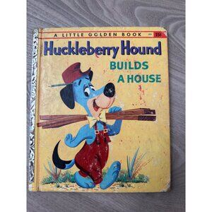 Vintage Huckleberry Hound Builds a House - A LIttle Golden Book Golden Press New